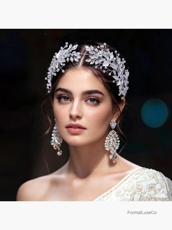 Handmade Leaf Crystal Bridal Headband Wedding Hair Accessory